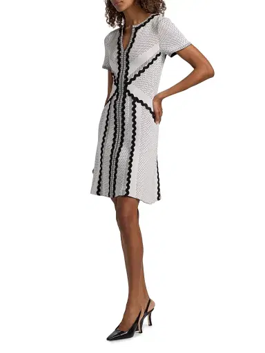 Misook Women's Knit A-Line Knee-Length Dress - White Black - Size XXL | Thumbnail 4