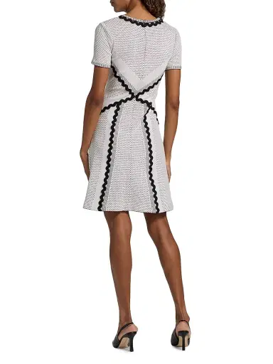 Misook Women's Knit A-Line Knee-Length Dress - White Black - Size XXL | Thumbnail 5