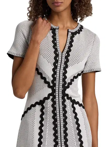 Misook Women's Knit A-Line Knee-Length Dress - White Black - Size XXL | Thumbnail 6