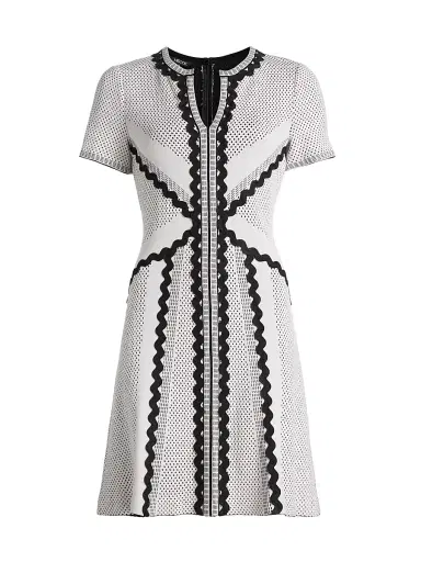 Misook Women's Knit A-Line Knee-Length Dress - White Black - Size XXL | Thumbnail 1