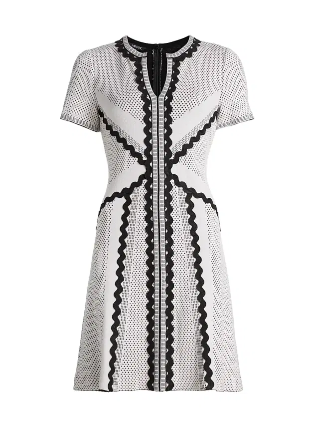 Misook Women's Knit A-Line Knee-Length Dress - White Black