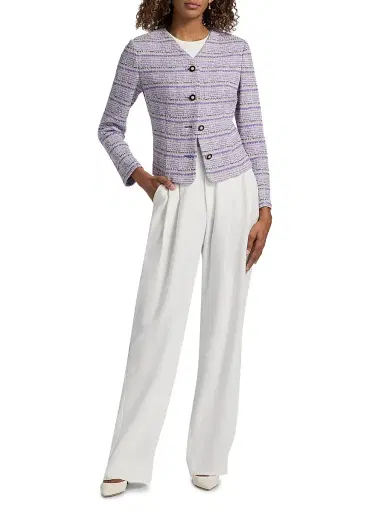 Misook Women's Tweed Knit Jacket - Powder Blue Multi - Size XXL | Thumbnail 2 Misook Women's Tweed Knit Jacket - Powder Blue Multi - Size XXL | Thumbnail 2