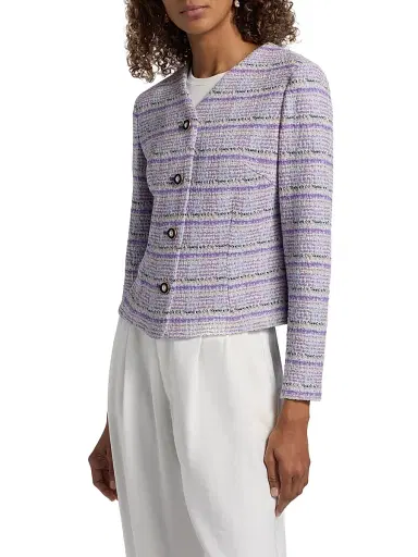 Misook Women's Tweed Knit Jacket - Powder Blue Multi - Size XXL | Thumbnail 4 Misook Women's Tweed Knit Jacket - Powder Blue Multi - Size XXL | Thumbnail 4