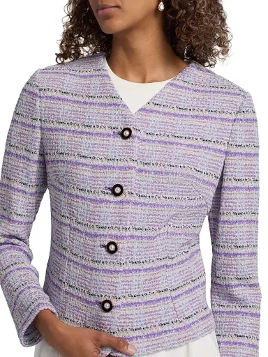 Misook Women's Tweed Knit Jacket - Powder Blue Multi - Size XXL | Thumbnail 6 Misook Women's Tweed Knit Jacket - Powder Blue Multi - Size XXL | Thumbnail 6