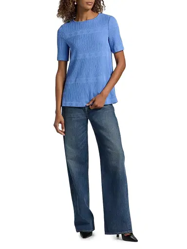 Misook Women's Textured Knit T-Shirt - Tranquil Blue - Size XXL | Thumbnail 2 Misook Women's Textured Knit T-Shirt - Tranquil Blue - Size XXL | Thumbnail 2