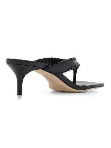Cinq à Sept Women's Woven Leather Kitten-Heel Sandals - Black | Thumbnail 3