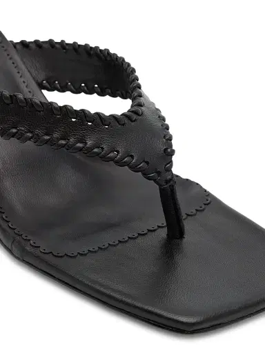 Cinq à Sept Women's Woven Leather Kitten-Heel Sandals - Black | Thumbnail 6