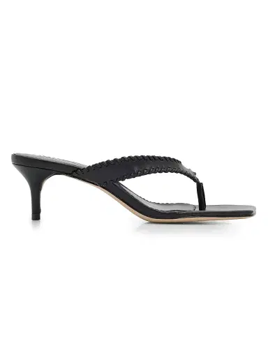 Cinq à Sept Women's Woven Leather Kitten-Heel Sandals - Black | Thumbnail 1