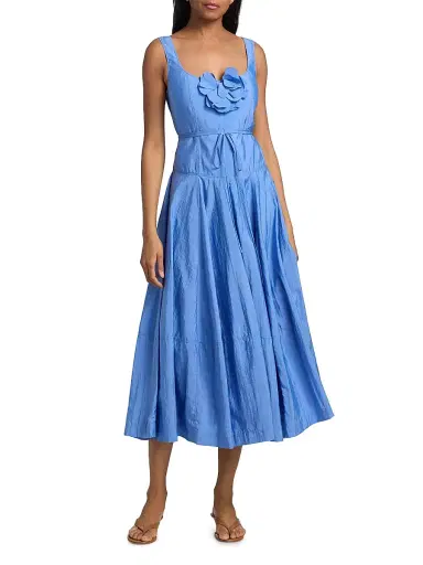 Cinq à Sept Women's Joisian Flower Midi-Dress - Ultramarine - Size 12 | Thumbnail 2