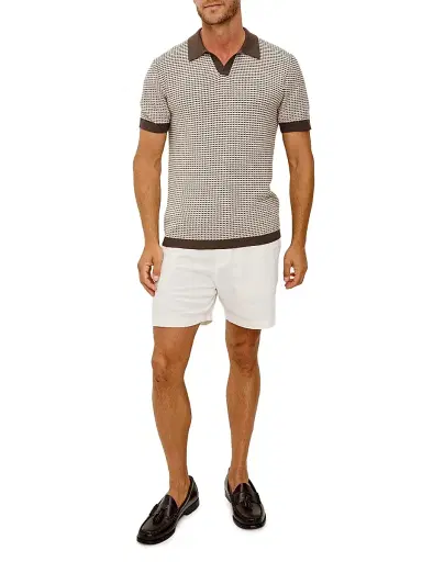 RAILS Men's Hayden Geometric Cotton-Silk Polo Shirt - Olive Oat Ripple - Size XXL | Thumbnail 2