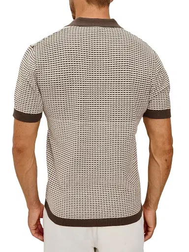 RAILS Men's Hayden Geometric Cotton-Silk Polo Shirt - Olive Oat Ripple - Size XXL | Thumbnail 5