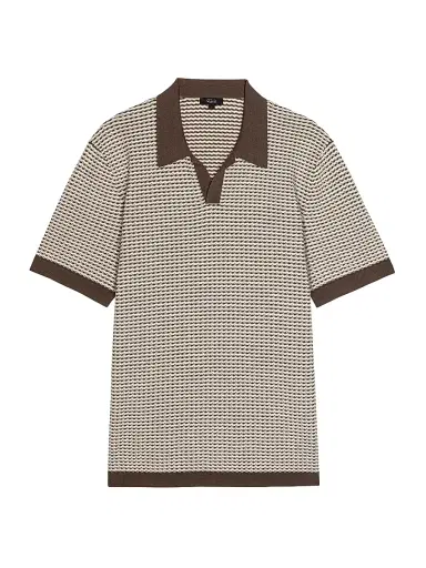 RAILS Men's Hayden Geometric Cotton-Silk Polo Shirt - Olive Oat Ripple - Size XXL | Thumbnail 1