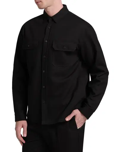 Nili Lotan Men's Evander Cotton-Linen Shirt Jacket - Black | Thumbnail 4 Nili Lotan Men's Evander Cotton-Linen Shirt Jacket - Black | Thumbnail 4