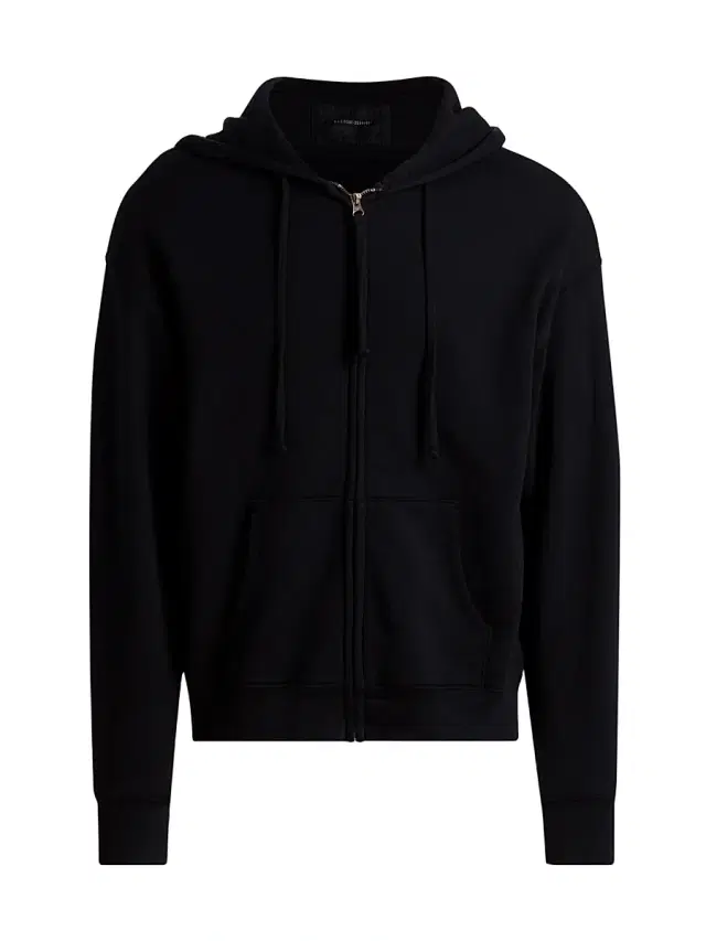 Nili Lotan Men's Brian Zip-Front Cotton Hoodie - Midnight