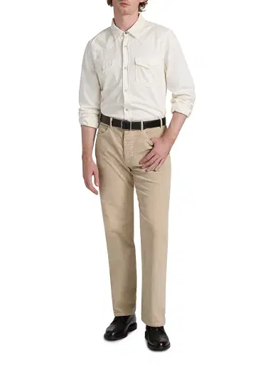 Nili Lotan Men's Travis Point Collar Cotton Denim Shirt - Cream - Size XXL | Thumbnail 2 Nili Lotan Men's Travis Point Collar Cotton Denim Shirt - Cream - Size XXL | Thumbnail 2