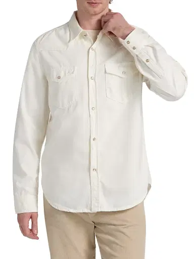 Nili Lotan Men's Travis Point Collar Cotton Denim Shirt - Cream - Size XXL | Thumbnail 3 Nili Lotan Men's Travis Point Collar Cotton Denim Shirt - Cream - Size XXL | Thumbnail 3