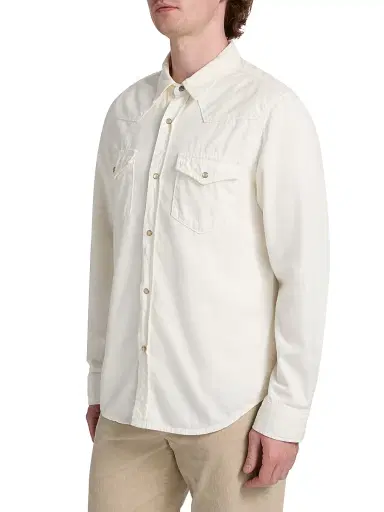 Nili Lotan Men's Travis Point Collar Cotton Denim Shirt - Cream - Size XXL | Thumbnail 4 Nili Lotan Men's Travis Point Collar Cotton Denim Shirt - Cream - Size XXL | Thumbnail 4