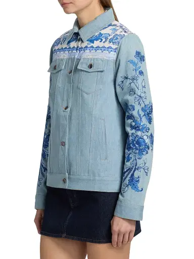 Johnny Was Women's Bandana Denim Jacket | Thumbnail 4 Johnny Was Women's Bandana Denim Jacket | Thumbnail 4