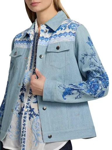 Johnny Was Women's Bandana Denim Jacket | Thumbnail 6 Johnny Was Women's Bandana Denim Jacket | Thumbnail 6