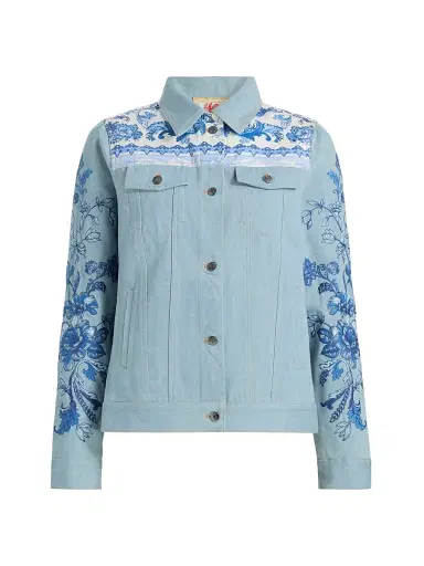 Johnny Was Women's Bandana Denim Jacket | Thumbnail 1 Johnny Was Women's Bandana Denim Jacket | Thumbnail 1