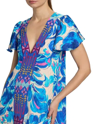 Johnny Was Women's Eva Flutter-Sleeve Midi-Dress - Liatris Scarf - Size XL | Thumbnail 6 Johnny Was Women's Eva Flutter-Sleeve Midi-Dress - Liatris Scarf - Size XL | Thumbnail 6