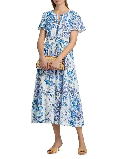 Johnny Was Women's Pintuck Tiered Midi-Dress - Vallora | Thumbnail 2 Johnny Was Women's Pintuck Tiered Midi-Dress - Vallora | Thumbnail 2