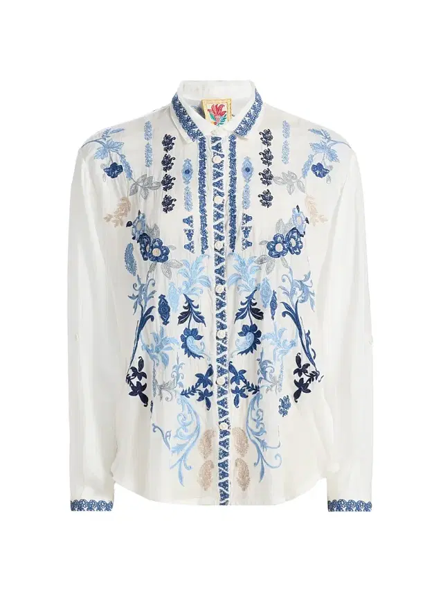 Johnny Was Women's Luisa Embroidered Shirt - White