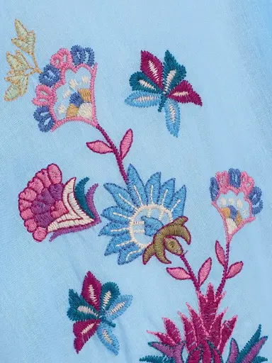 Johnny Was Women's Kesia Floral-Embroidered Tunic Dress - Della Robbia Blue - Size XS | Thumbnail 7 Johnny Was Women's Kesia Floral-Embroidered Tunic Dress - Della Robbia Blue - Size XS | Thumbnail 7