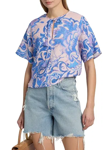 Johnny Was Women's Ravena Linen Field Blouse - Ravena - Size Large | Thumbnail 3 Johnny Was Women's Ravena Linen Field Blouse - Ravena - Size Large | Thumbnail 3