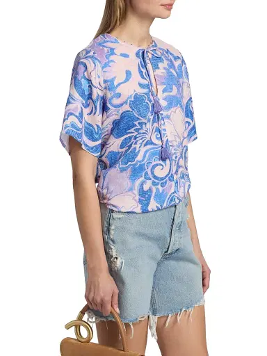 Johnny Was Women's Ravena Linen Field Blouse - Ravena - Size Large | Thumbnail 4 Johnny Was Women's Ravena Linen Field Blouse - Ravena - Size Large | Thumbnail 4