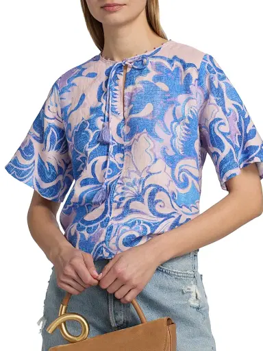 Johnny Was Women's Ravena Linen Field Blouse - Ravena - Size Large | Thumbnail 6 Johnny Was Women's Ravena Linen Field Blouse - Ravena - Size Large | Thumbnail 6