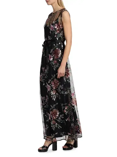Johnny Was Women's Siza Floral Mesh Maxi Dress - Black - Size 8 | Thumbnail 4