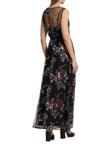 Johnny Was Women's Siza Floral Mesh Maxi Dress - Black - Size 8 | Thumbnail 5