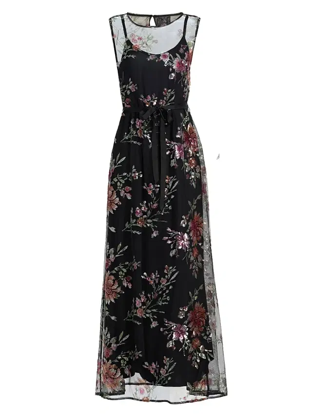 Women's Siza Floral Mesh Maxi Dress - Black