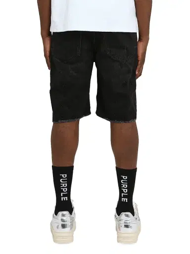 Purple Brand Men's Beaded Monogram Denim Shorts | Thumbnail 2 Purple Brand Men's Beaded Monogram Denim Shorts | Thumbnail 2