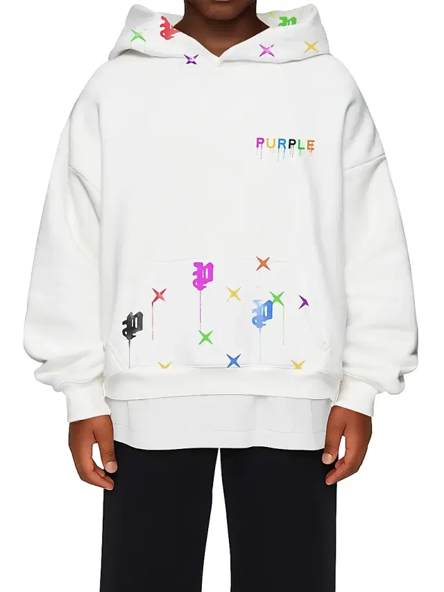 Little Boy's & Boy's Oversized Monogram Hoodie - White