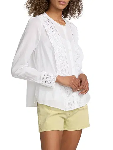 Veronica Beard Women's Clermont Lace Cotton Blouse - White - Size 6 | Thumbnail 4 Veronica Beard Women's Clermont Lace Cotton Blouse - White - Size 6 | Thumbnail 4