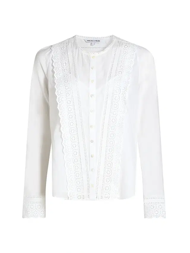 Veronica Beard Women's Clermont Lace Cotton Blouse - White