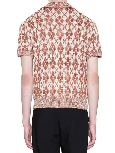 AMIRI Men's Argyle Plaid Knitted Polo Shirt | Thumbnail 2 AMIRI Men's Argyle Plaid Knitted Polo Shirt | Thumbnail 2