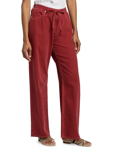 rag & bone Women's Featherweight Phoebe Drawstring Wide-Leg Jeans - Sienna Stone | Thumbnail 4