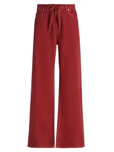 rag & bone Women's Featherweight Phoebe Drawstring Wide-Leg Jeans - Sienna Stone | Thumbnail 1