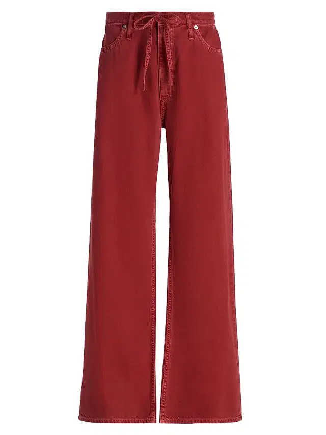 rag & bone Women's Featherweight Phoebe Drawstring Wide-Leg Jeans - Sienna Stone