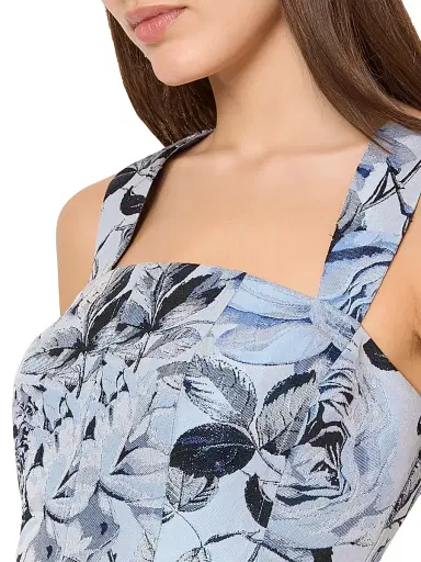 Milly Women's Elodie Striped Embroidered Jacquard Midi-Dress - Blue Navy - Size 12 | Thumbnail 6