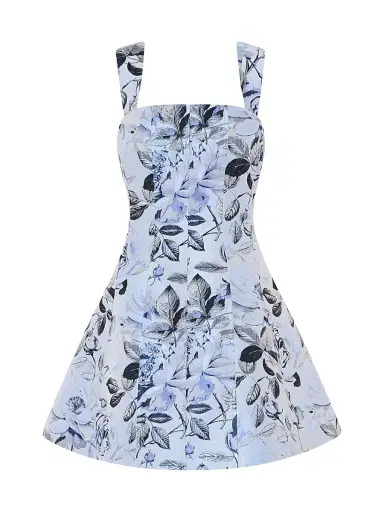 Milly Women's Elodie Striped Embroidered Jacquard Midi-Dress - Blue Navy - Size 12 | Thumbnail 1