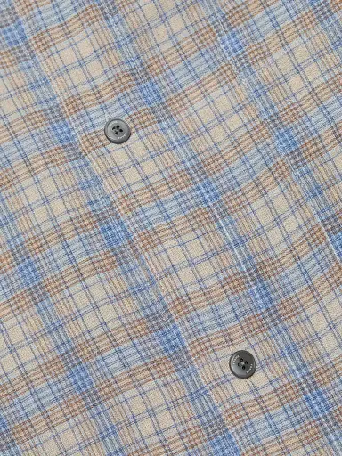 Frame Men's Lightweight Plaid Button-Front Shirt - Cream Blue Plaid - Size XL | Thumbnail 7