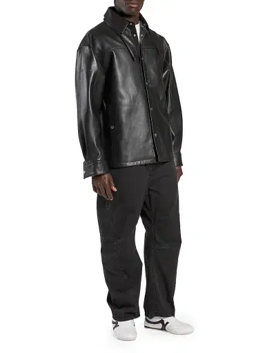 MORDECAI Men's Snap-Front Leather Overshirt - Black - Size Small | Thumbnail 2 MORDECAI Men's Snap-Front Leather Overshirt - Black - Size Small | Thumbnail 2