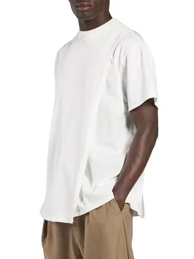 MORDECAI Men's Double Layer Cotton T-Shirt - White - Size XL | Thumbnail 2