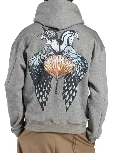 MORDECAI Men's Printed Cotton Hoodie - Grey Melange - Size XL | Thumbnail 3 MORDECAI Men's Printed Cotton Hoodie - Grey Melange - Size XL | Thumbnail 3