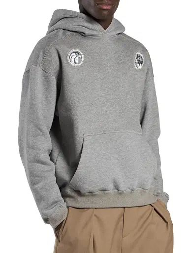 MORDECAI Men's Printed Cotton Hoodie - Grey Melange - Size XL | Thumbnail 1 MORDECAI Men's Printed Cotton Hoodie - Grey Melange - Size XL | Thumbnail 1