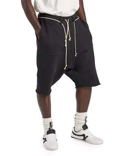 MORDECAI Men's Cotton Drawstring Jogger Shorts - Black - Size XS | Thumbnail 2